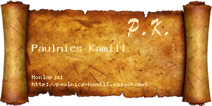 Paulnics Kamill névjegykártya
